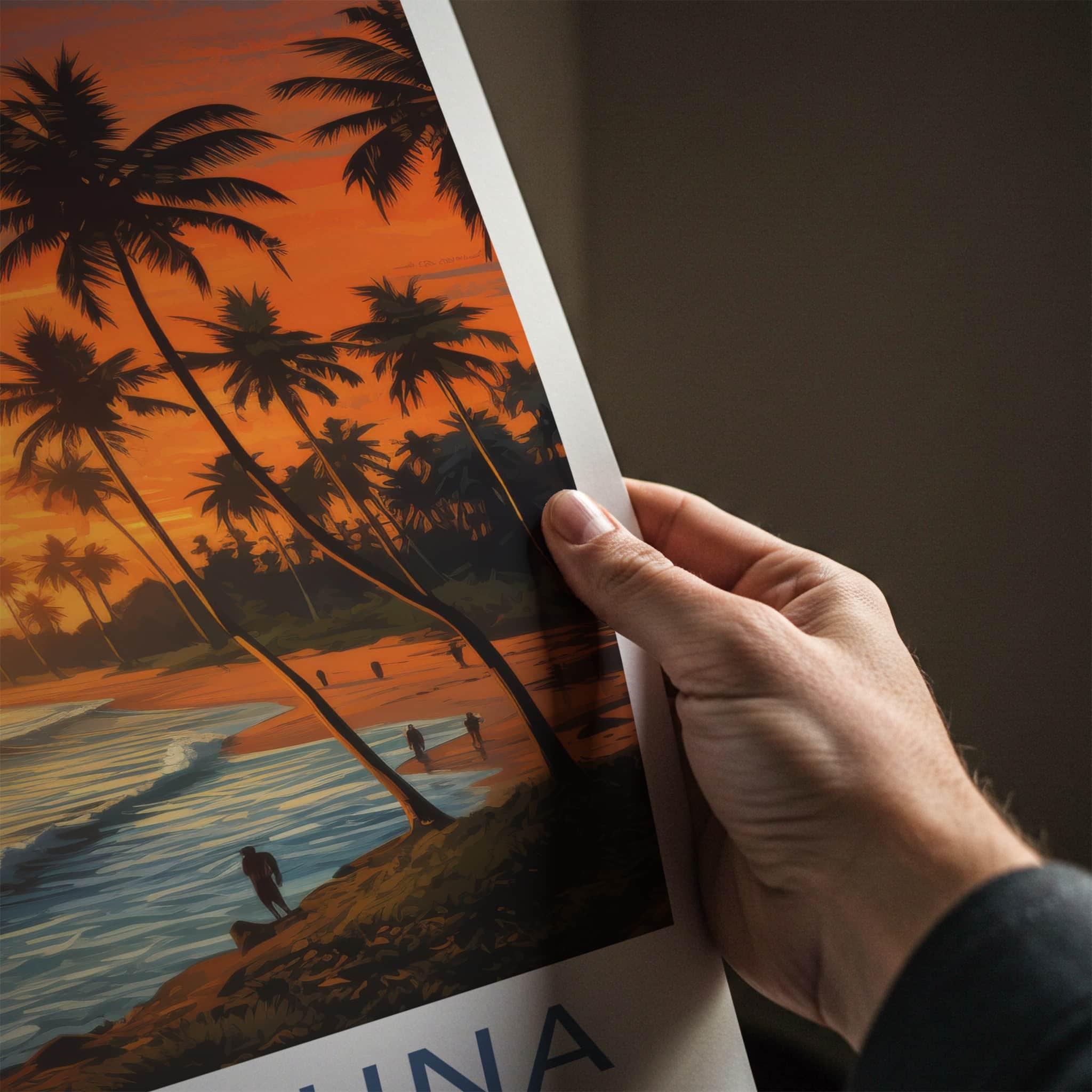 Unawatuna Poster - Sri Lanka Travel Art - Tropical Beach Sunset Home Decor