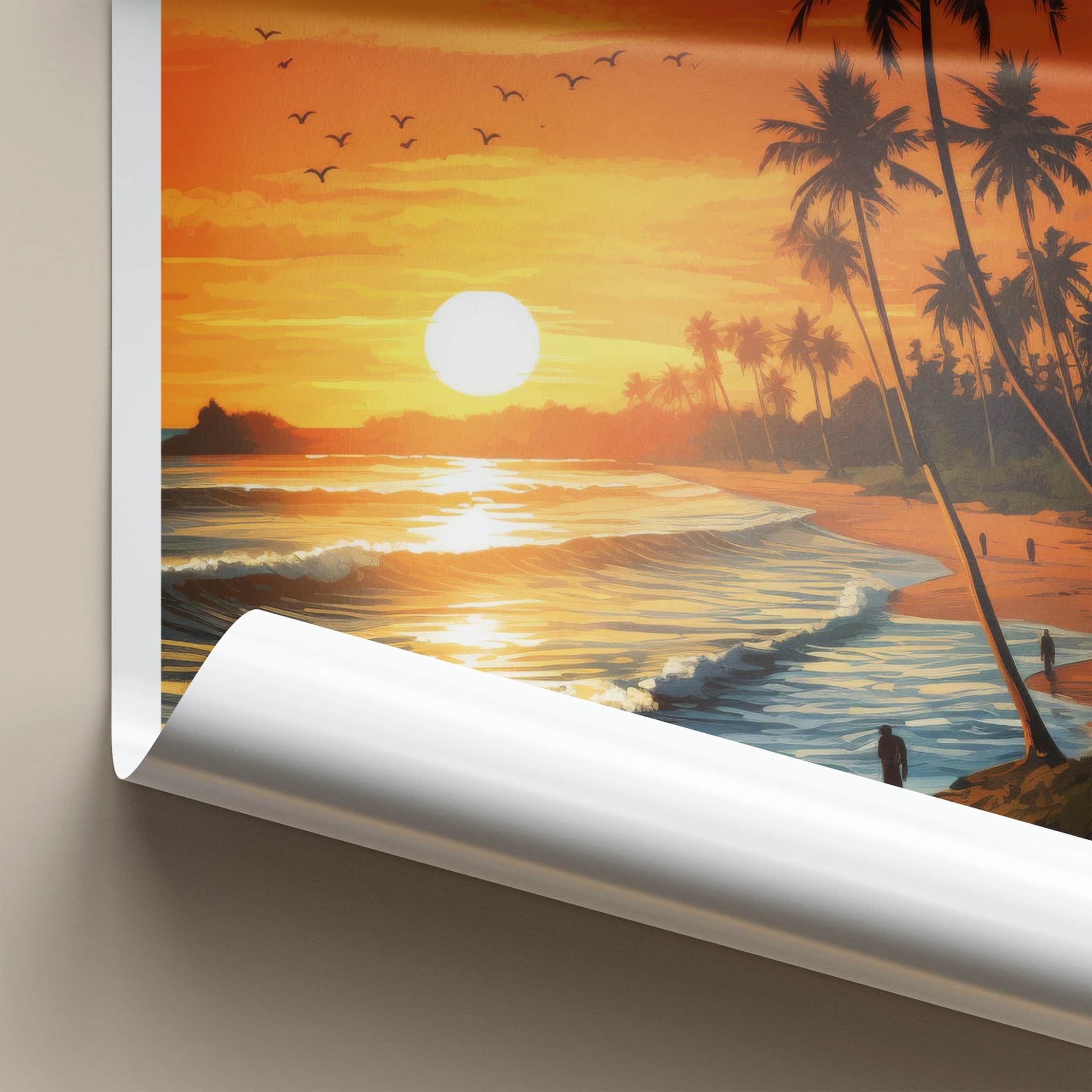 Unawatuna Poster - Sri Lanka Travel Art - Tropical Beach Sunset Home Decor