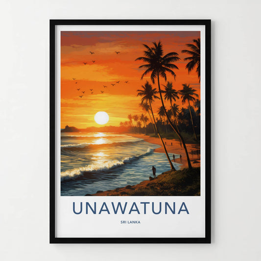 Unawatuna Poster - Sri Lanka Travel Art - Tropical Beach Sunset Home Decor