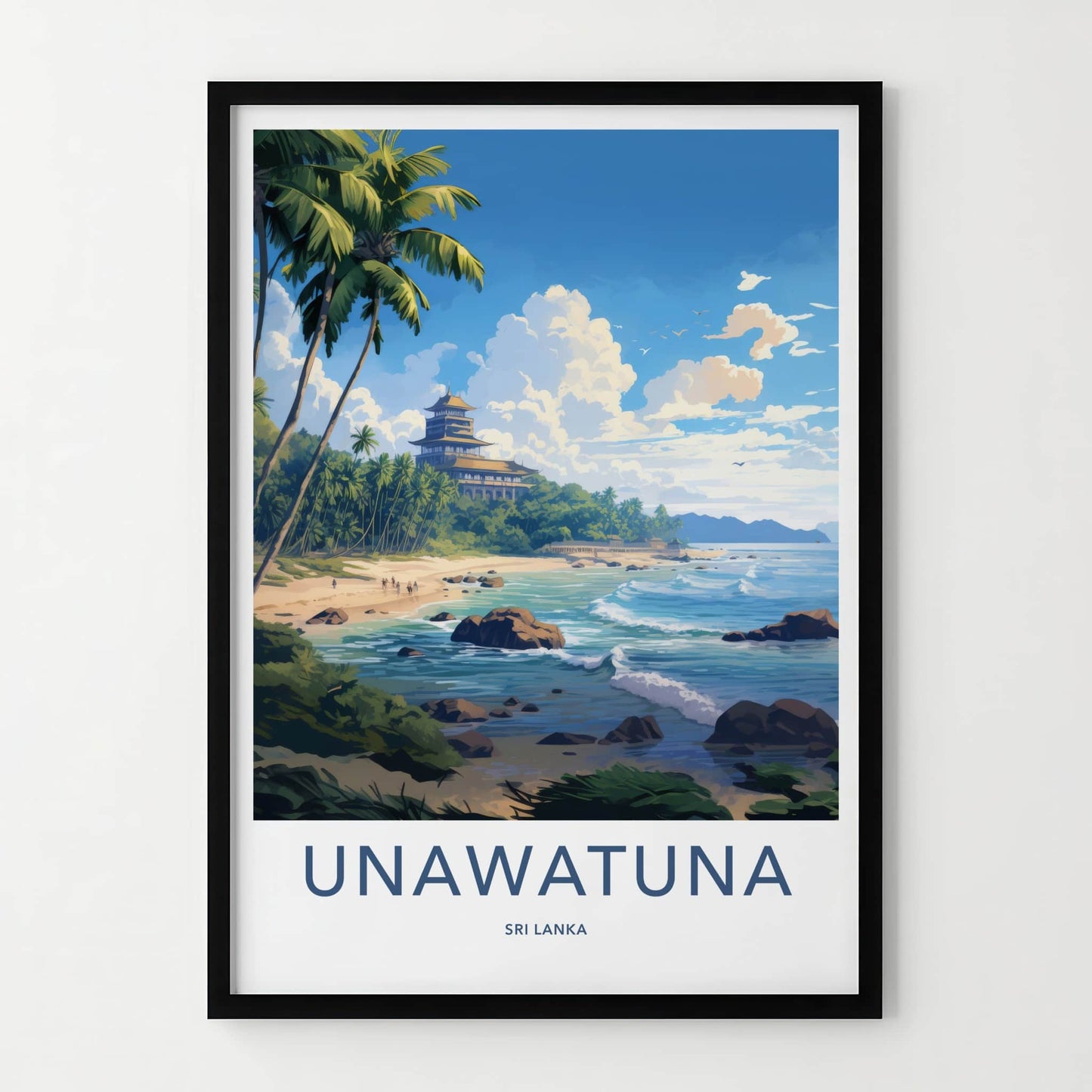 Unawatuna Poster - Sri Lanka Wall Art - Tropical Beach Resort Home Decor