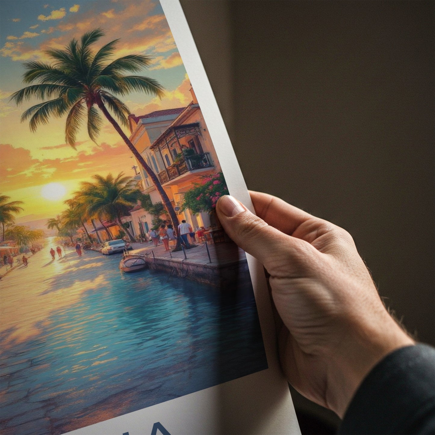 Unguja Poster - Tanzania Travel Art - Tropical Street Sunset Home Decor