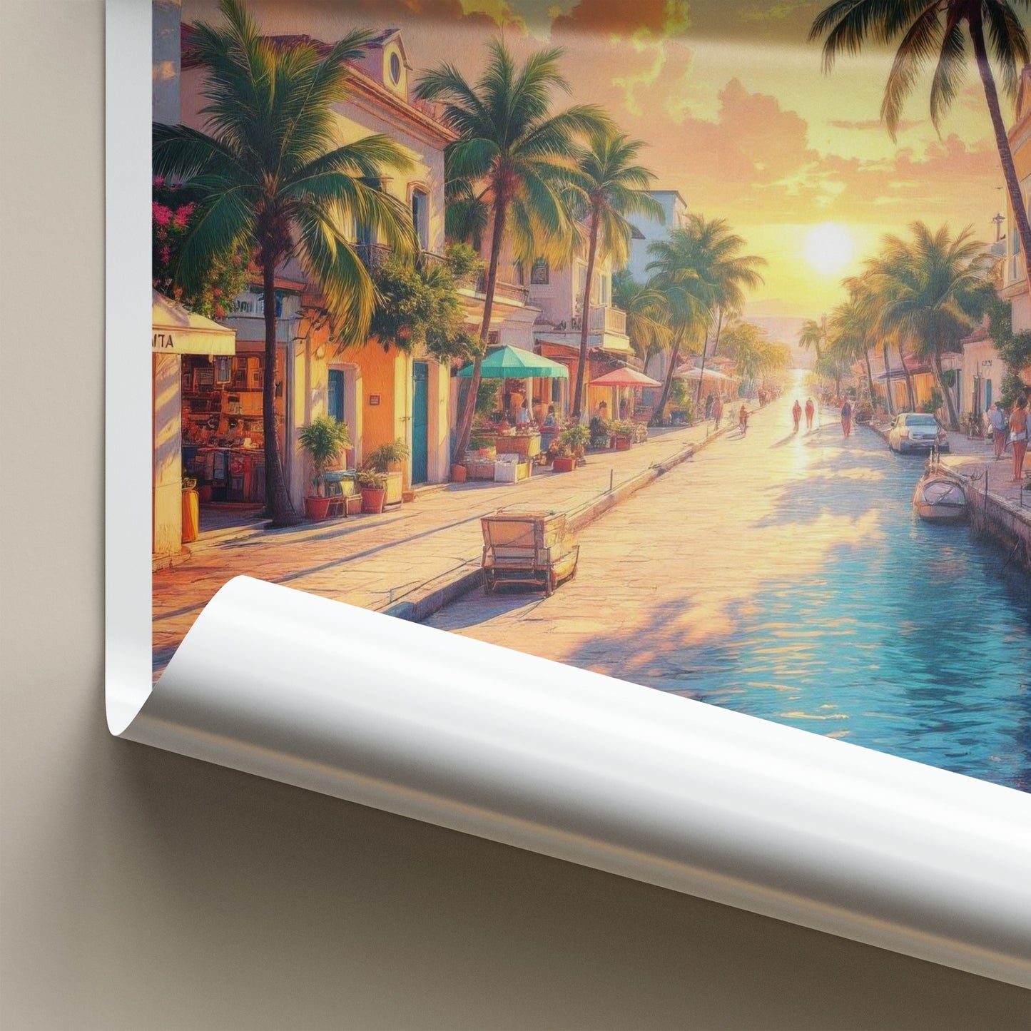 Unguja Poster - Tanzania Travel Art - Tropical Street Sunset Home Decor
