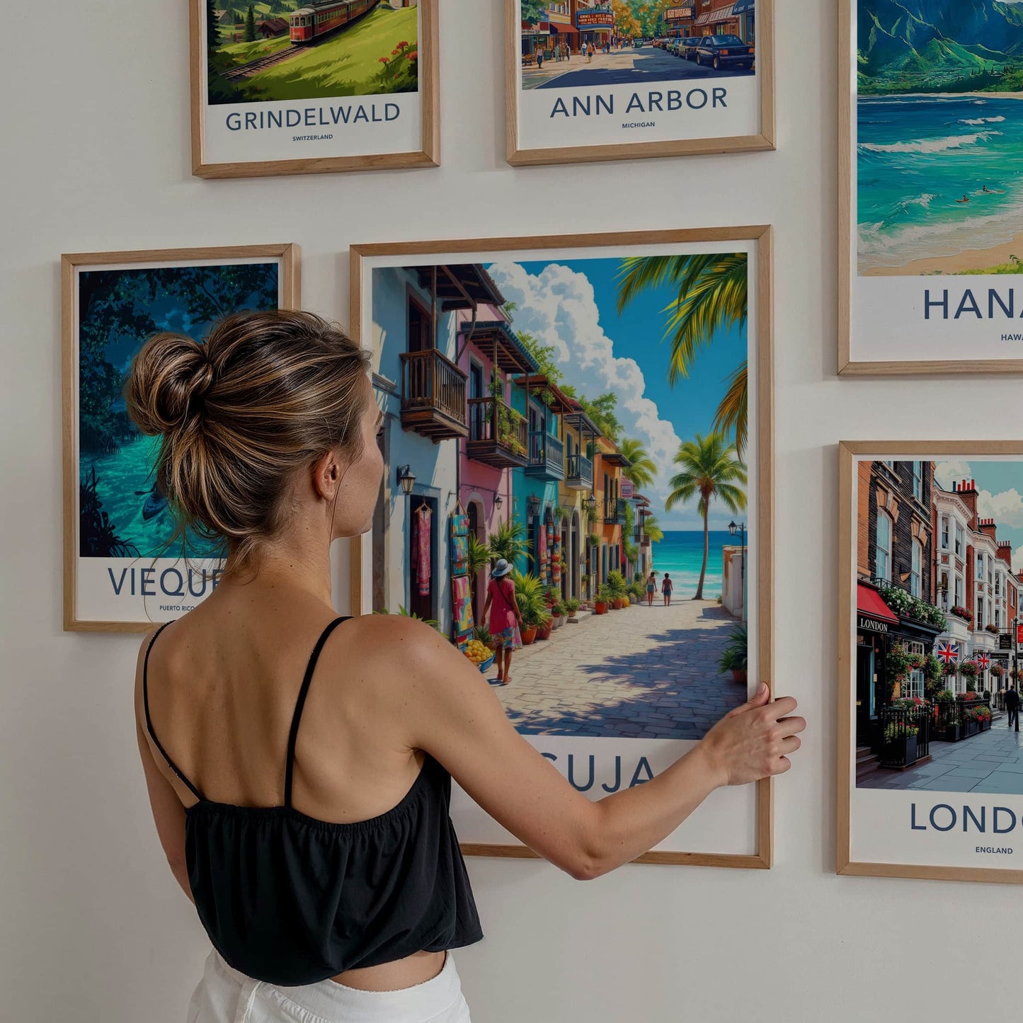 Unguja Poster - Tanzania Travel Art - Vibrant Coastal Village Home Decor