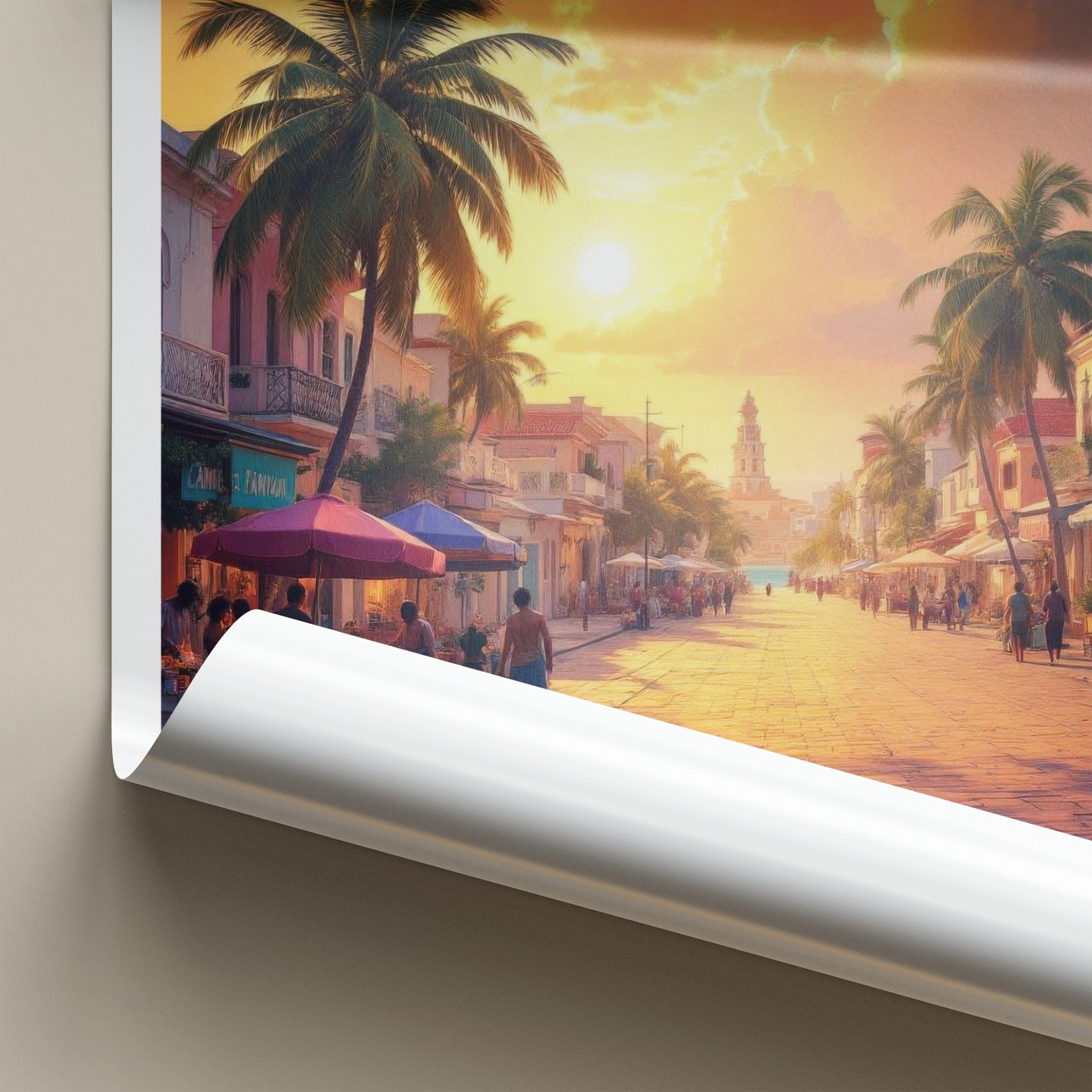 Unguja Poster - Tanzania Travel Art - Vibrant Street Sunset Home Decor