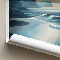 Unstadvika Poster - Norway Travel Art - Coastal Mountain Scene Home Decor