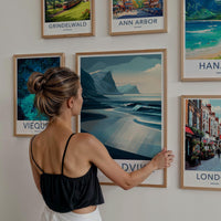 Unstadvika Poster - Norway Travel Art - Coastal Mountain Scene Home Decor
