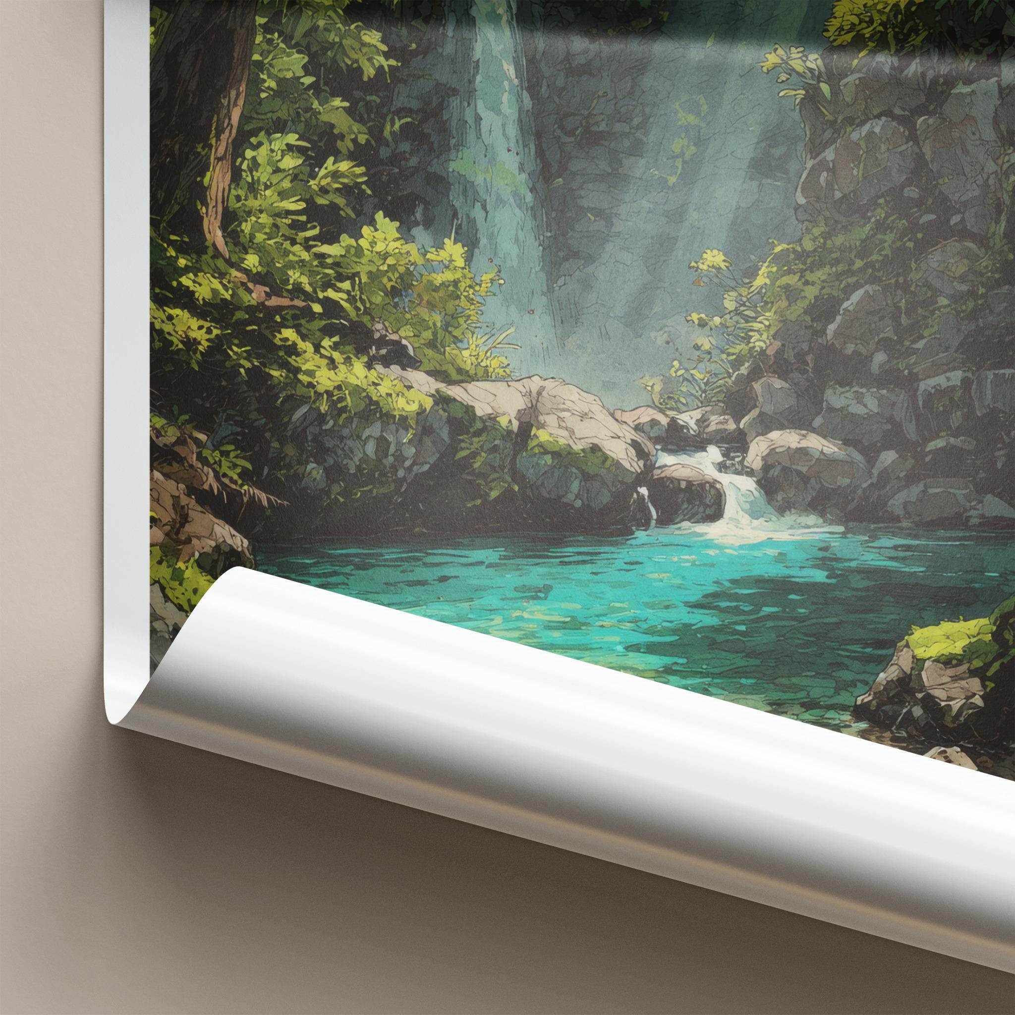 Upolu Poster - Samoa Travel Art - Jungle Waterfall Pool Home Decor