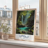 Upolu Poster - Samoa Travel Art - Jungle Waterfall Pool Home Decor