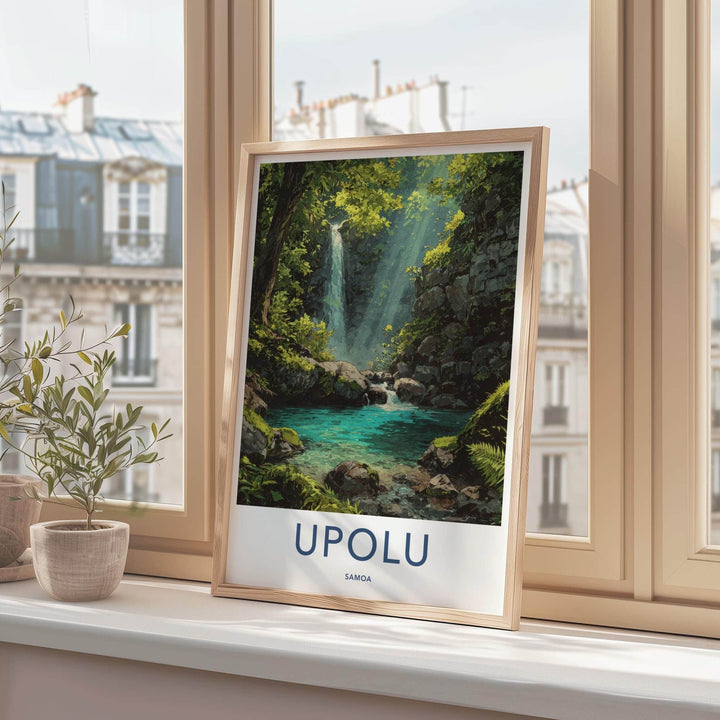 Upolu Poster - Samoa Travel Art - Jungle Waterfall Pool Home Decor