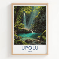 Upolu Poster - Samoa Travel Art - Jungle Waterfall Pool Home Decor