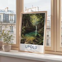Upolu Poster - Samoa Travel Art - Lush Waterfall Pool Home Decor