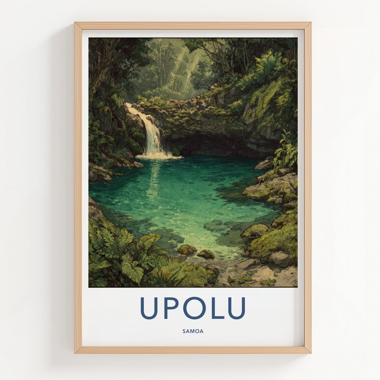 Upolu Poster - Samoa Travel Art - Tropical Forest Oasis Home Decor