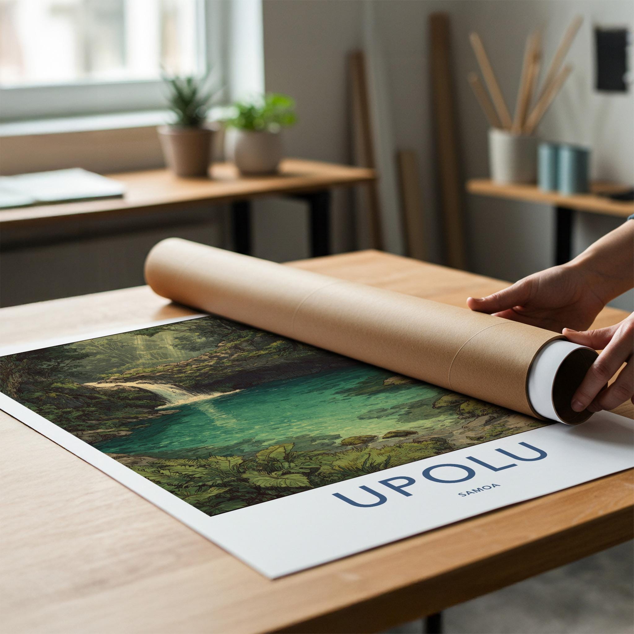 Upolu Poster - Samoa Travel Art - Tropical Forest Oasis Home Decor