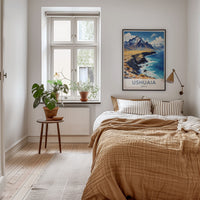 Ushuaia Poster - Argentina Travel Art - Mountain Ocean Coast Home Decor