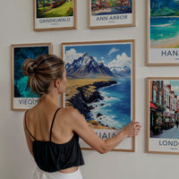 Ushuaia Poster - Argentina Travel Art - Mountain Ocean Coast Home Decor