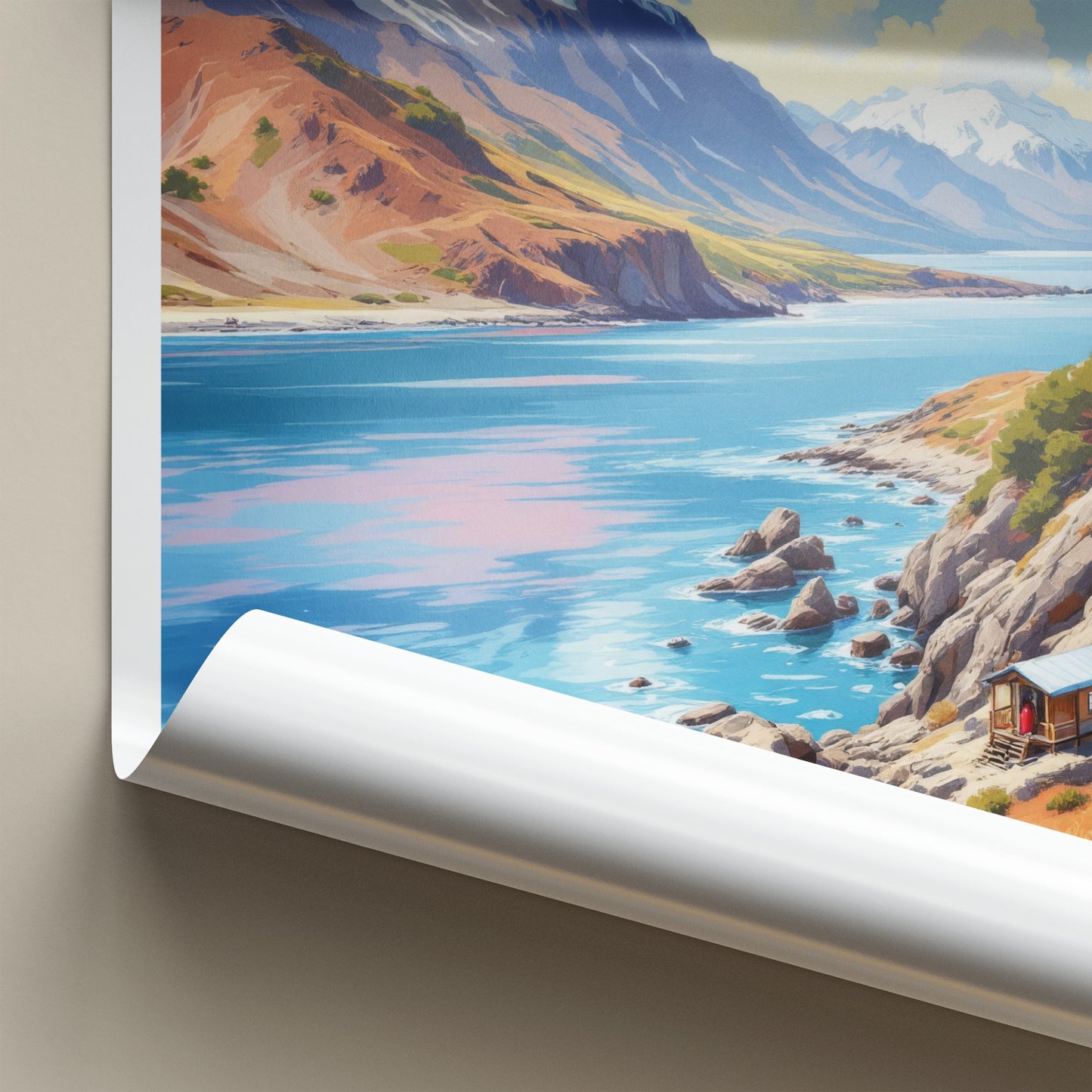 Ushuaia Poster - Argentina Wall Art - Mountain Lakeside Cabin Home Decor