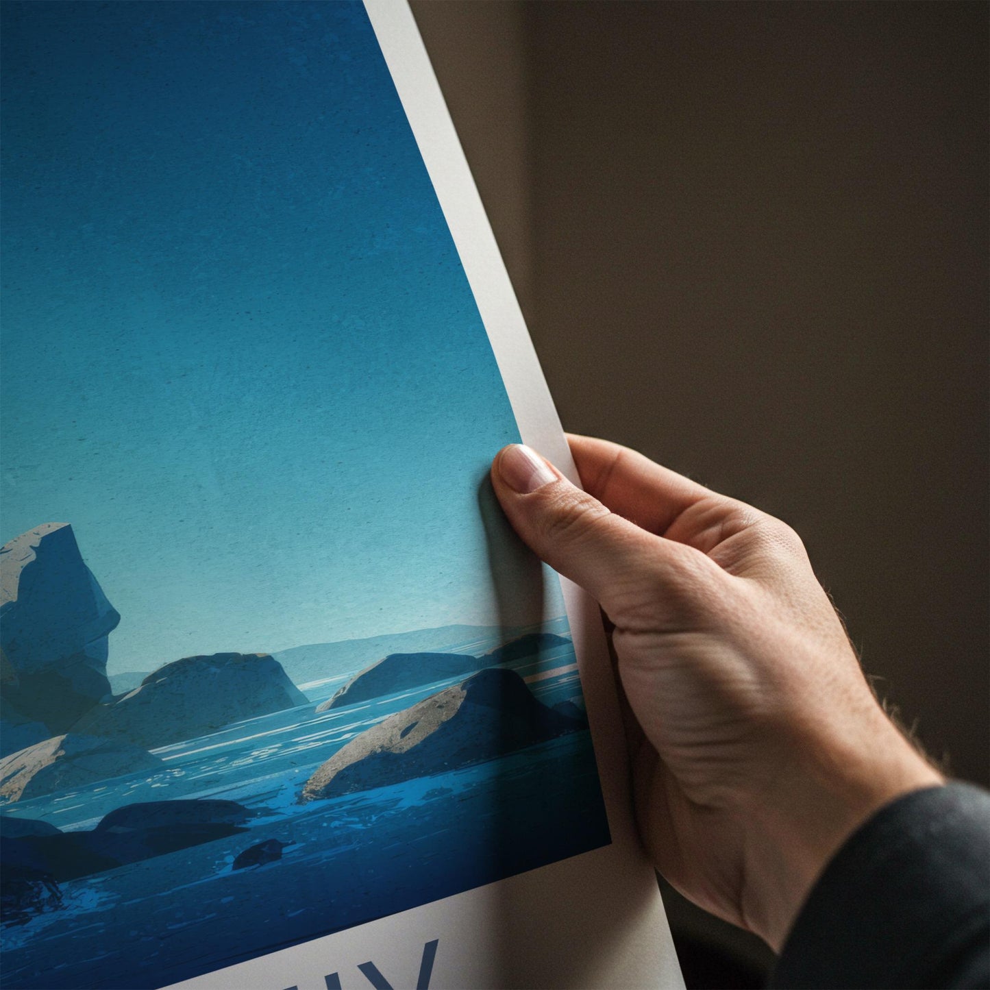 Utakleiv Poster - Norway Travel Art - Dark Blue Seascape Wall Decor