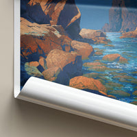 Utakleiv Poster - Norway Travel Art - Vibrant Coastal Rocks Home Decor
