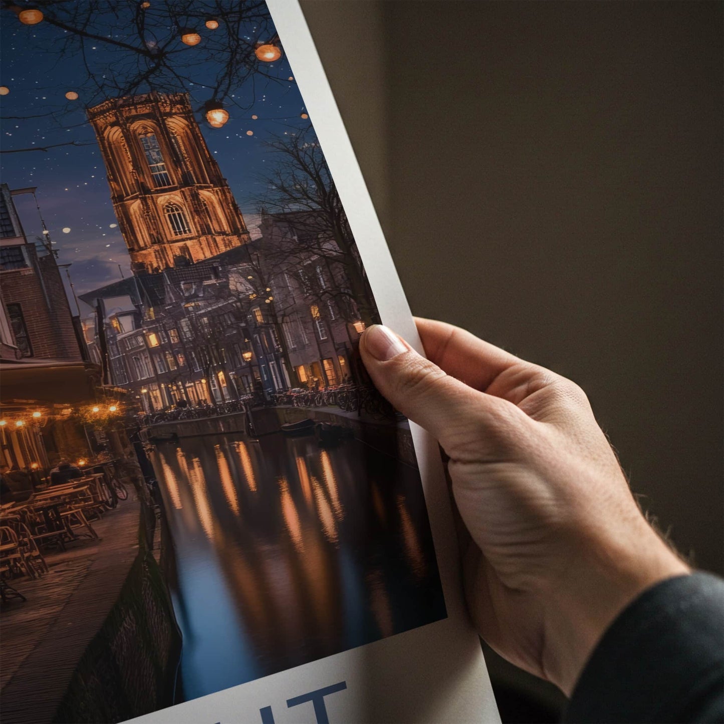 Utrecht Poster - Netherlands Travel Art - Historic Canal Night Home Decor