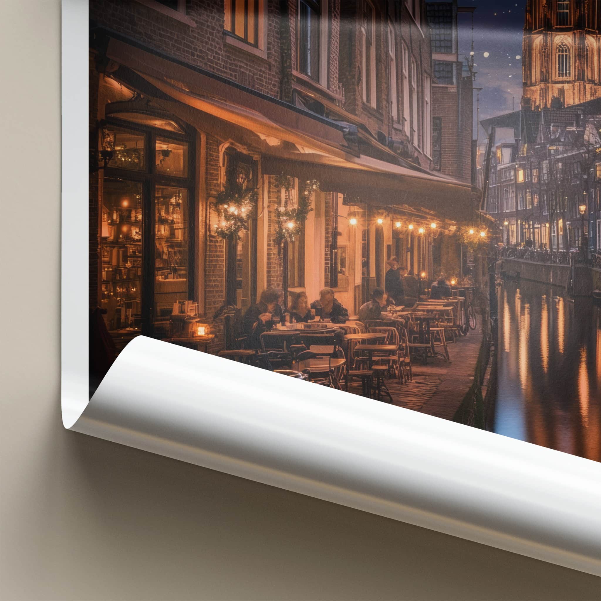 Utrecht Poster - Netherlands Travel Art - Historic Canal Night Home Decor