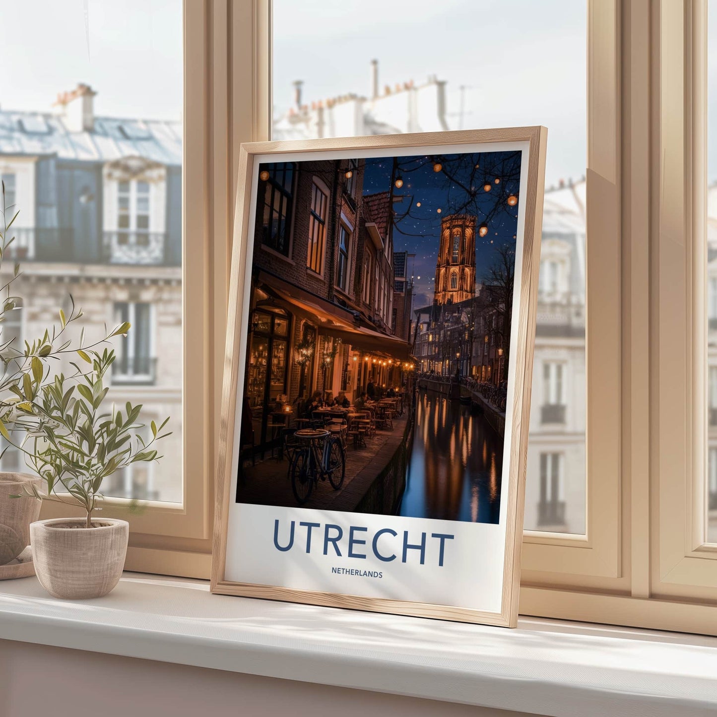 Utrecht Poster - Netherlands Travel Art - Historic Canal Night Home Decor