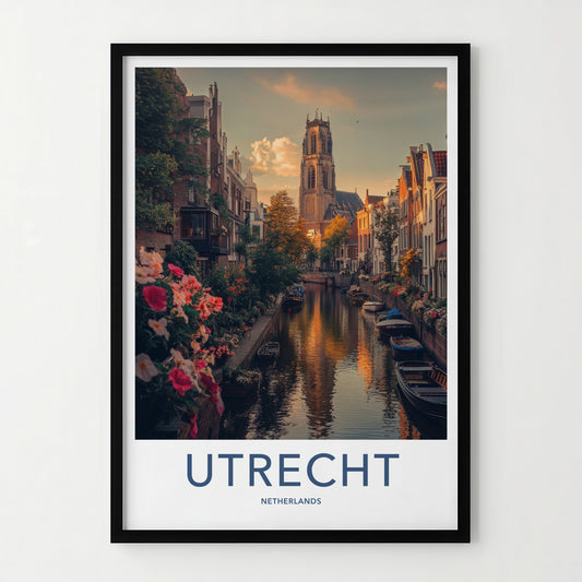 Utrecht Poster - Netherlands Travel Art - Historic Canal View Home Decor