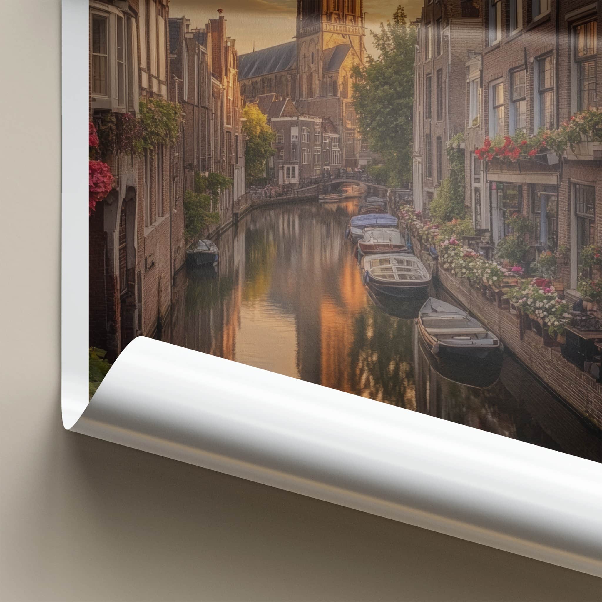 Utrecht Poster - Netherlands Wall Art - Golden Tower Reflections Home Decor