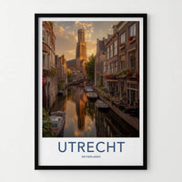 Utrecht Poster - Netherlands Wall Art - Golden Tower Reflections Home Decor