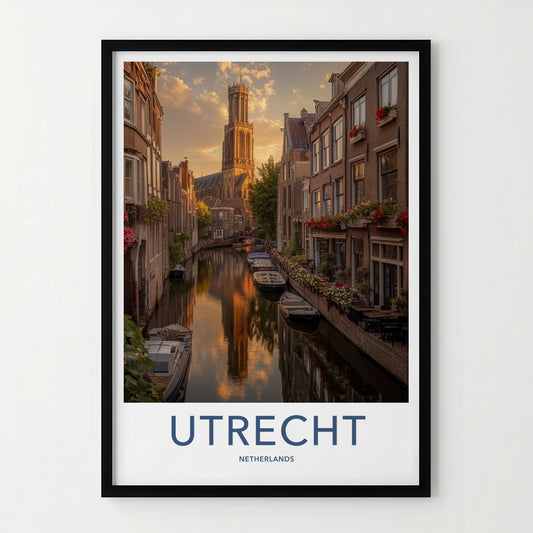 Utrecht Poster - Netherlands Wall Art - Golden Tower Reflections Home Decor