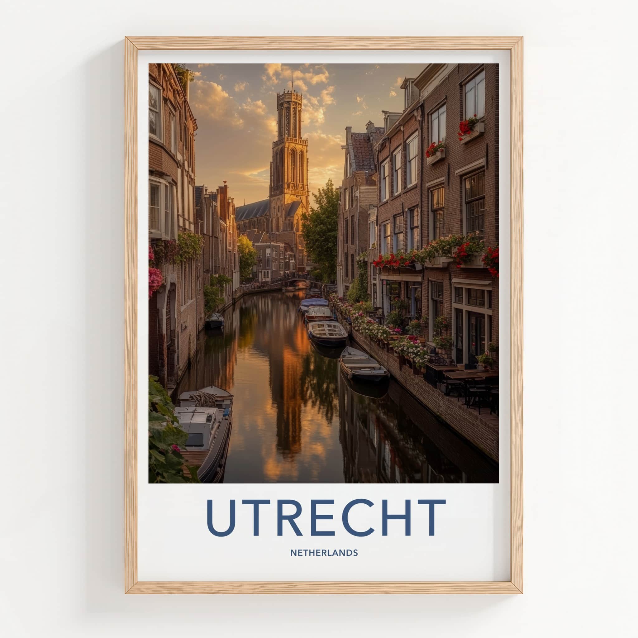Utrecht Poster - Netherlands Wall Art - Golden Tower Reflections Home Decor