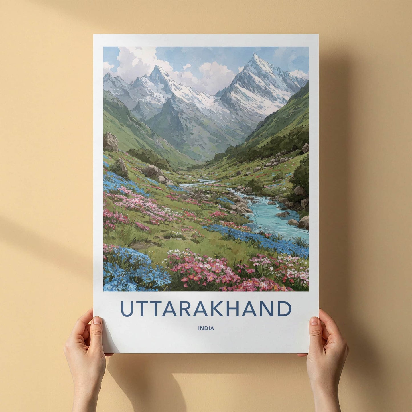 Uttarakhand Poster - India Fine Art - Garhwal Valley Flowers Framed Decor