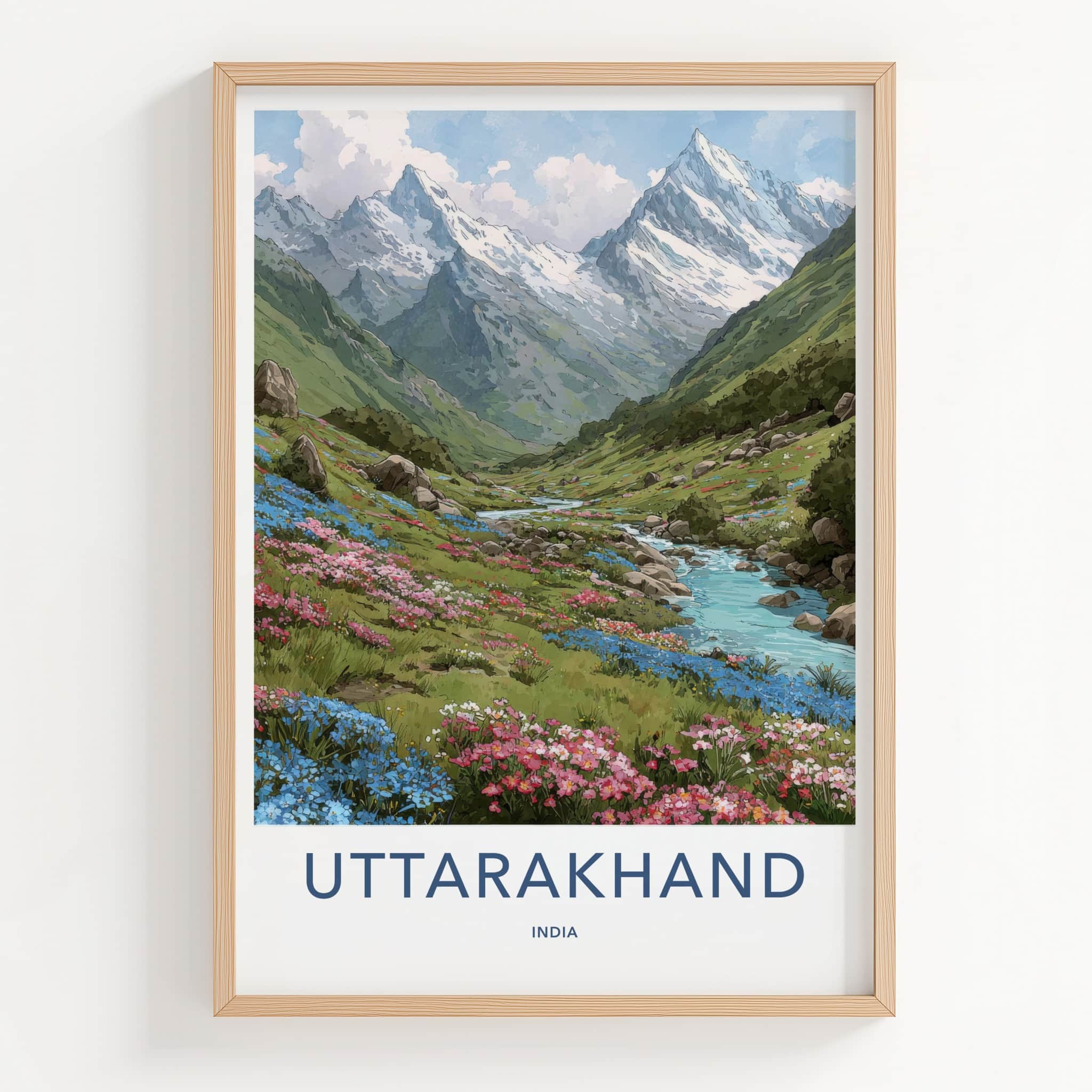 Uttarakhand Poster - India Fine Art - Garhwal Valley Flowers Framed Decor