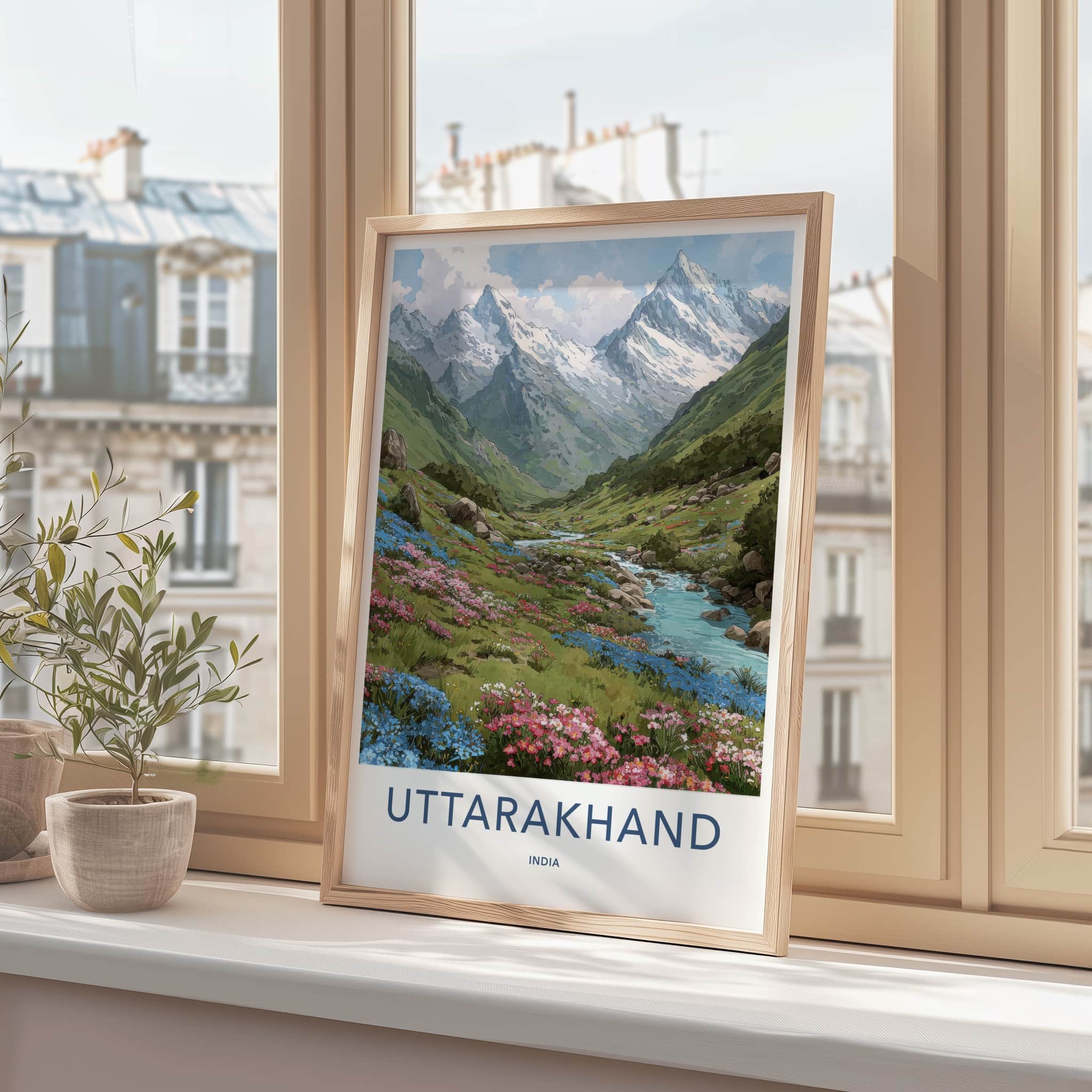 Uttarakhand Poster - India Fine Art - Garhwal Valley Flowers Framed Decor