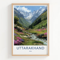 Uttarakhand Poster - India Fine Art - Uttarakhand Mountain Stream Flowers Gift