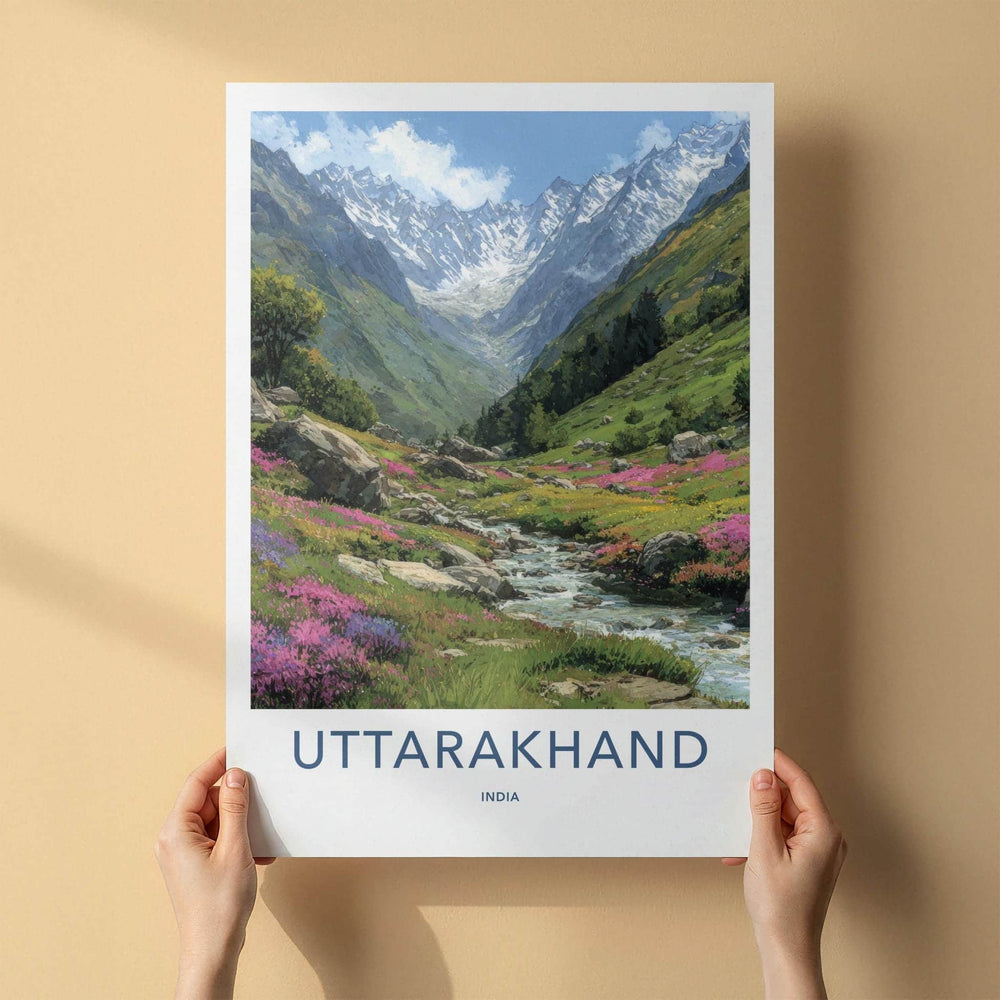 Uttarakhand Poster - India Fine Art - Uttarakhand Mountain Stream Flowers Gift