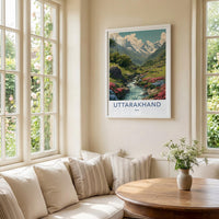 Uttarakhand Poster - India Travel Art - Uttarakhand Flowering Valley Stream Wall Decor