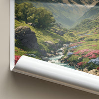 Uttarakhand Poster - India Travel Art - Uttarakhand Flowering Valley Stream Wall Decor