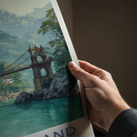 Uttarakhand Poster - India Travel Art - Uttarakhand River Bridge Home Decor