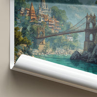 Uttarakhand Poster - India Travel Art - Uttarakhand River Bridge Home Decor