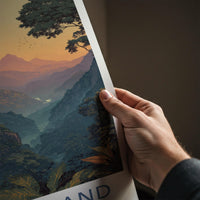Uttarakhand Poster - India Wall Art - Uttarakhand Mountain Valley Waterfall Gift