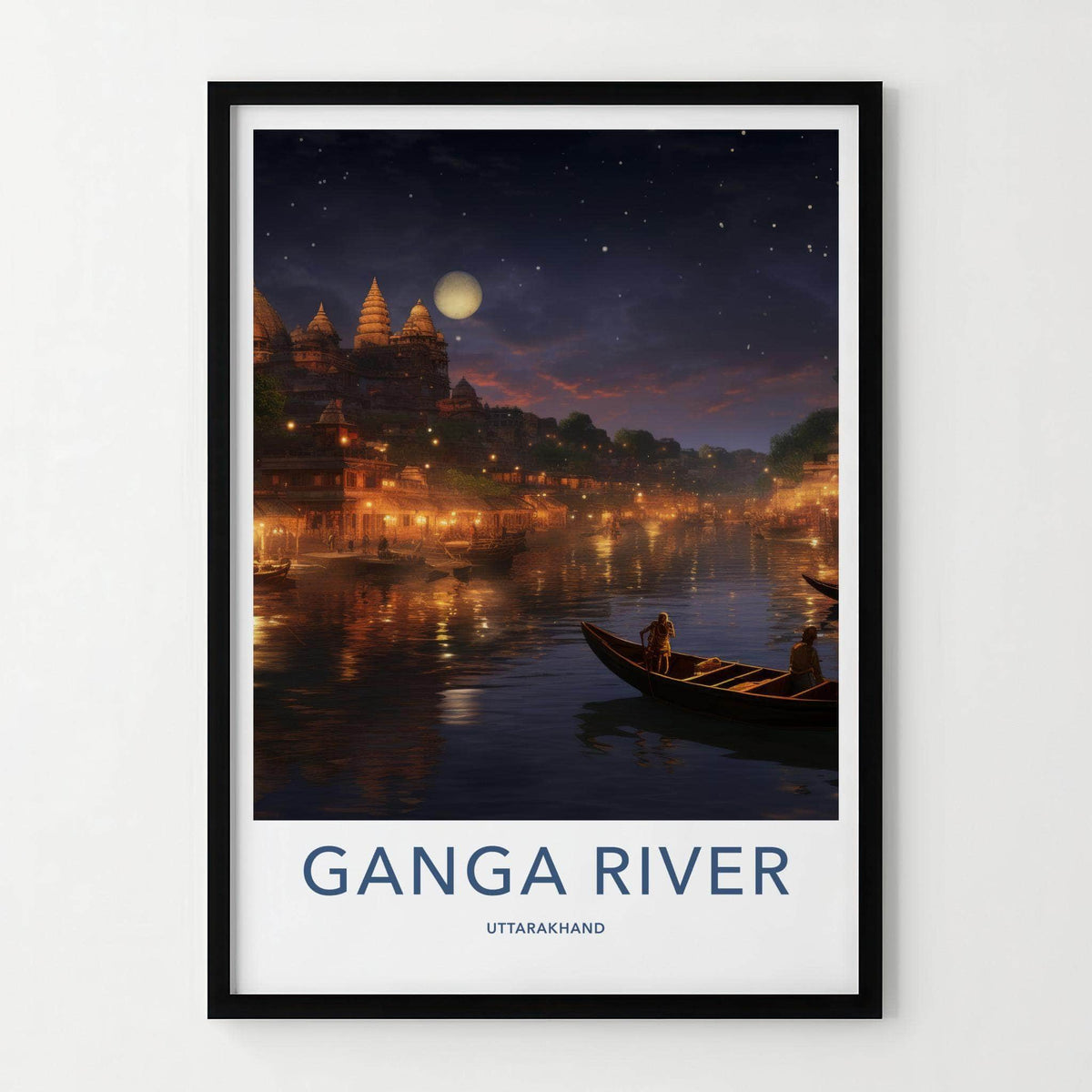 Uttarakhand Wall Art - Indian Cityscape Print With River View