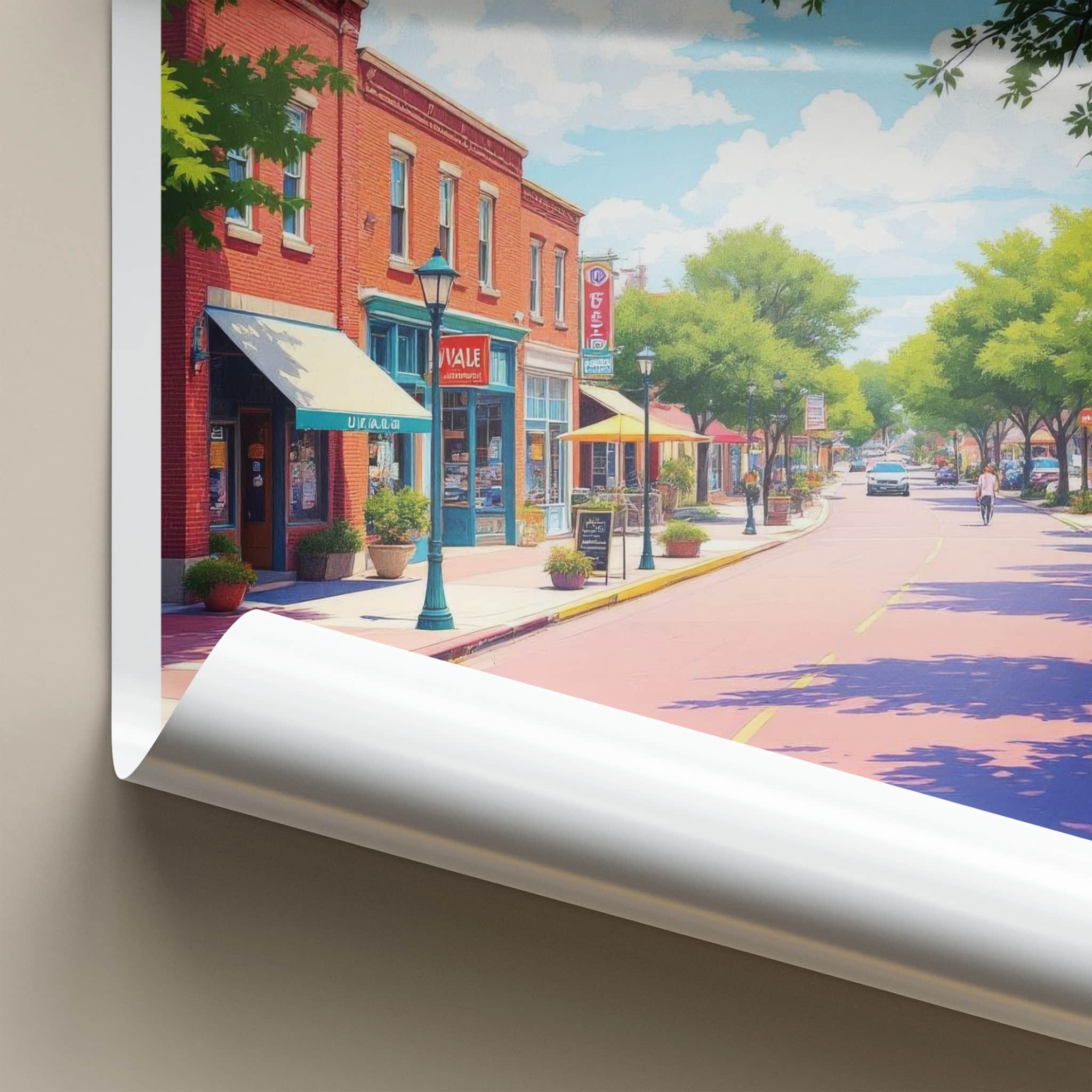 Uvalde Poster - Texas Travel Art - Sunny Town Street Home Decor