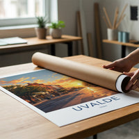 Uvalde Poster - Texas Travel Art - Vibrant Sunset Street Home Decor