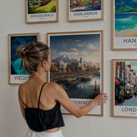 V A Waterfront Poster - South Africa Travel Art - Waterfront mountain vista Home Decor
