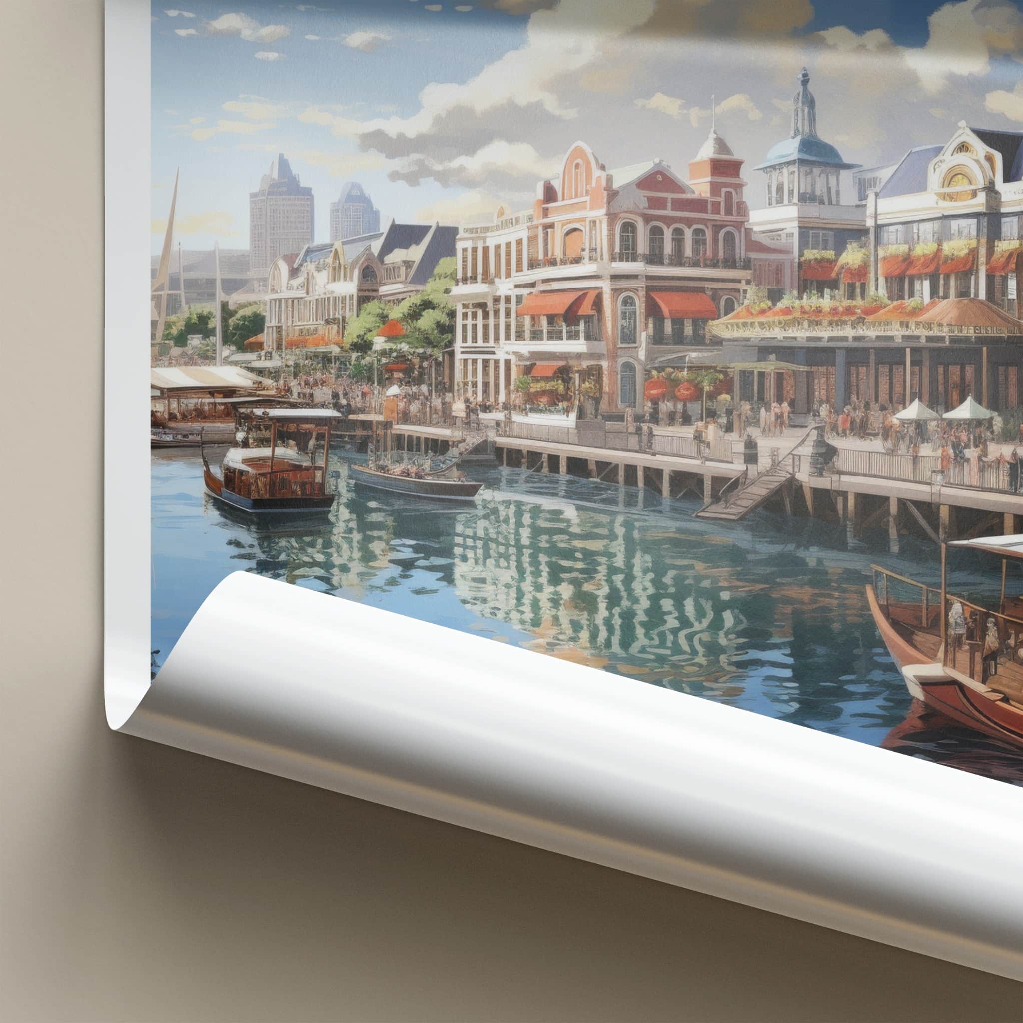 V & A Waterfront Poster - South Africa Wall Art - Lively Port View Home Decor