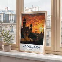 Vadodara Poster - India Art Print - Gujarat Glowing Sunset Home Decor