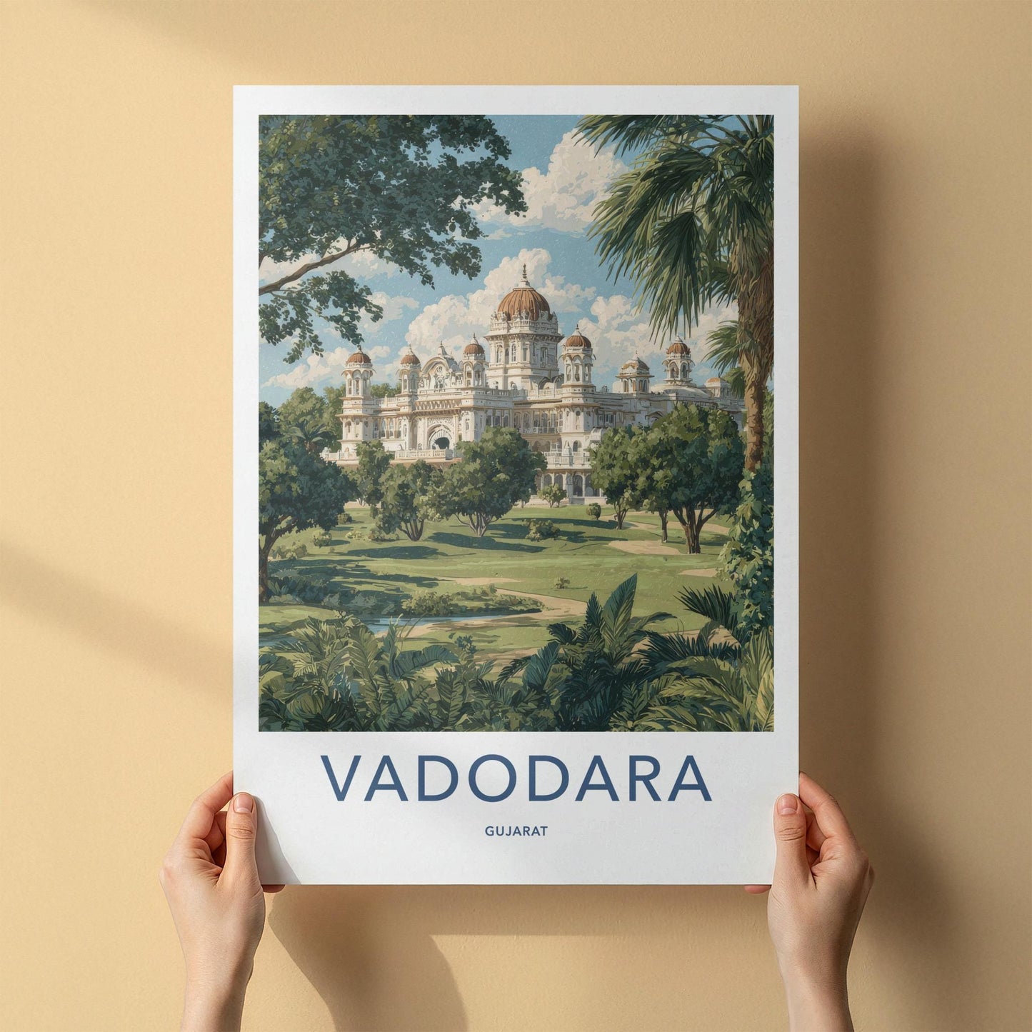 Vadodara Poster - India Art Print - Gujarat Grand Palace Landscape Home Decor