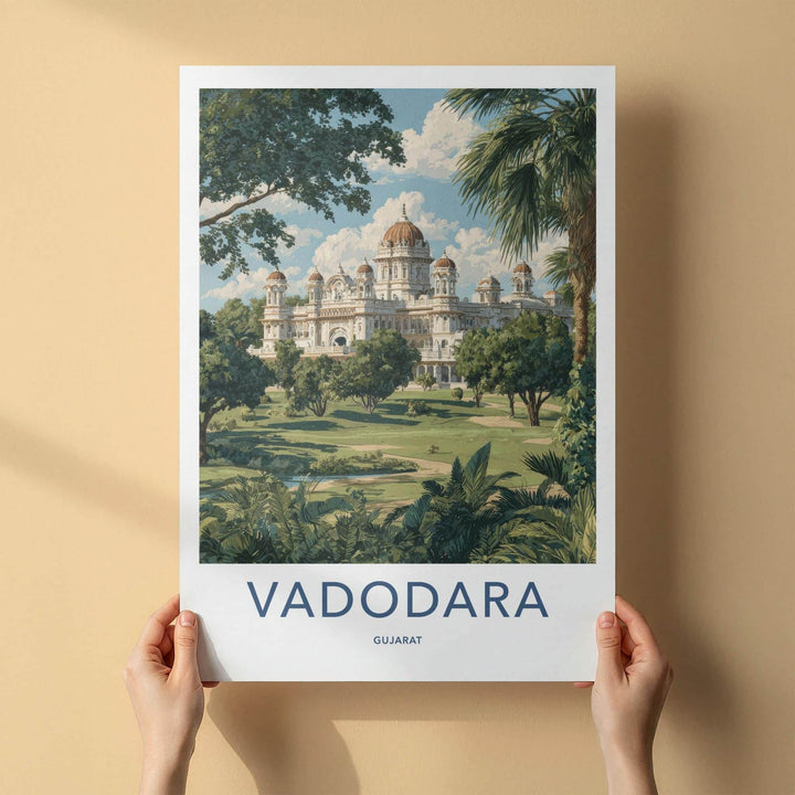 Vadodara Poster - India Art Print - Gujarat Grand Palace Landscape Home Decor