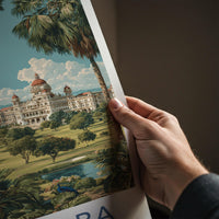 Vadodara Poster - India Travel Art - Gujarat Grand Palace Grounds Home Decor