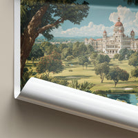 Vadodara Poster - India Travel Art - Gujarat Grand Palace Grounds Home Decor